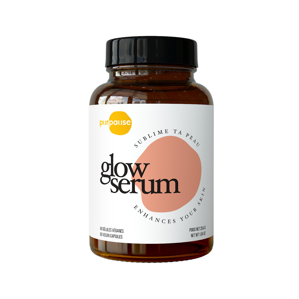 Glow Serum, complément alimentaire belle peau femme naturel expert végane, sublime la peau, améliore l'apparence de la peau, tout type de peau